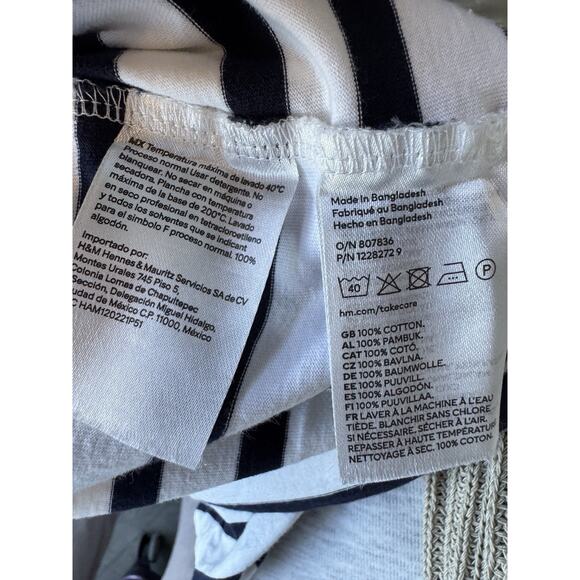 6 for 20 H&M Black and White Striped Long Sleeve Top (Size M) - Picture 5 of 5